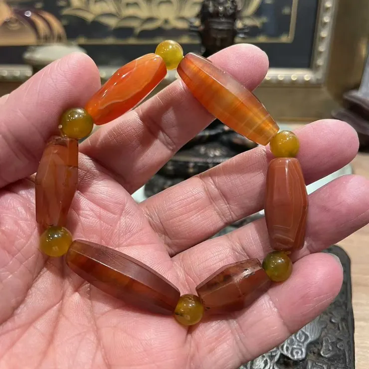 老瑪瑙八棱珠勒子