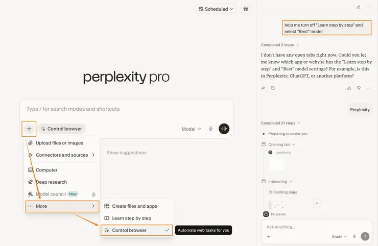 我丟給代理人的 Control Browser 指令