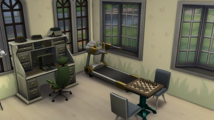 書房跟以前看過的設計一樣，用上柔和但感覺精神的色調。