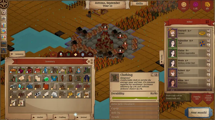 衣服可以增加效率以及防止疾病，但功能比戒指／族徽低