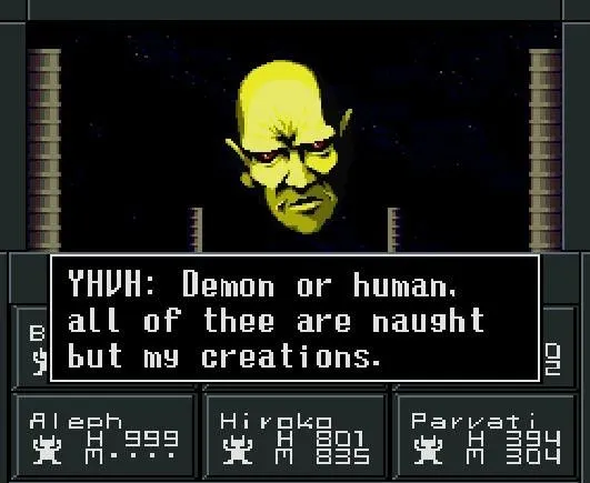 《真女神轉生 II》傑出的一手,大魔王是 YHVH。