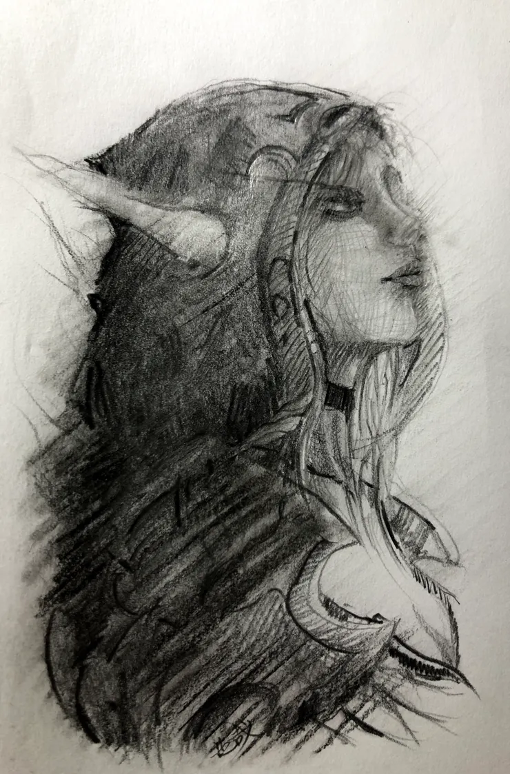 夜精靈的呢喃 插圖草稿