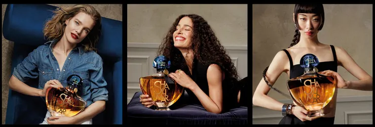 2025年紀念版 Shalimar L'Essence 獨特的金色藝術字體額外顯目 (圖片來源 : 嬌蘭官網)