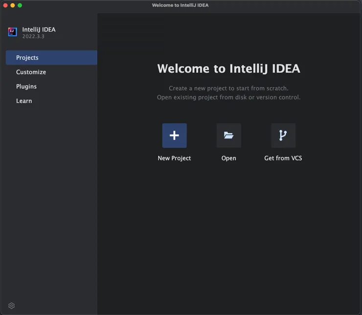 IntelliJ IDEA 歡迎介面選單