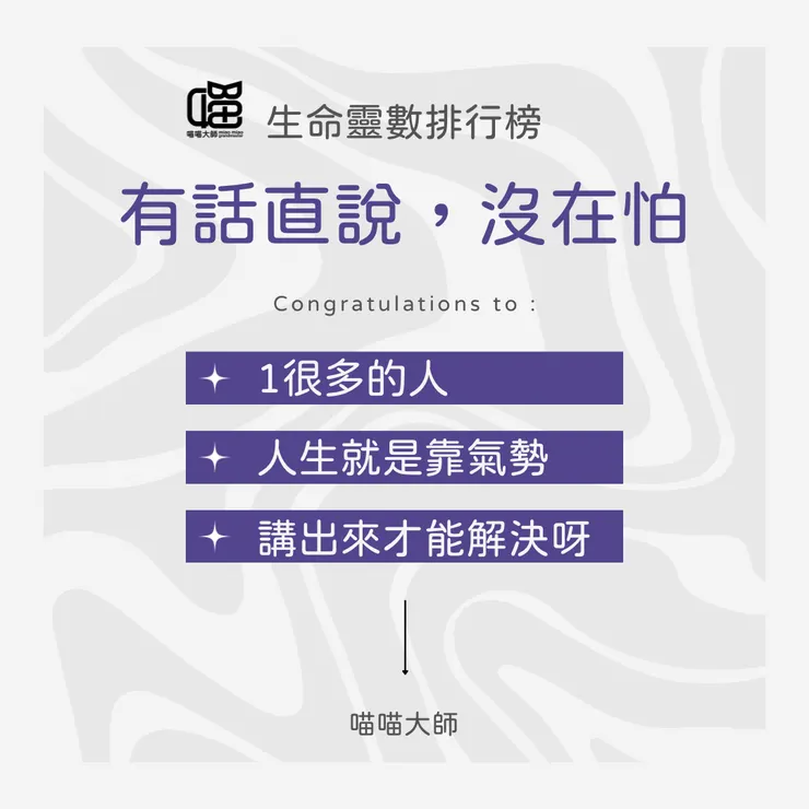 生命靈數排行榜 有話直說 Top1：有數很多1的人 