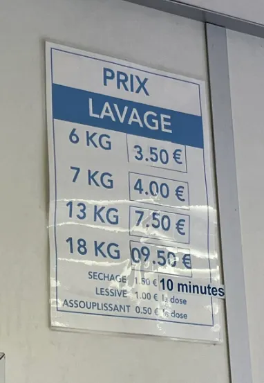 巴黎自助洗衣價目表
