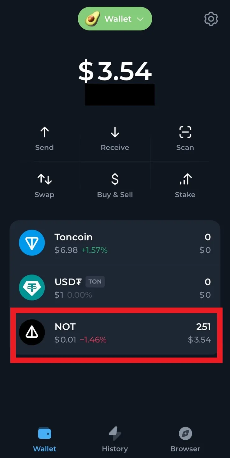 錢包收到251顆空投