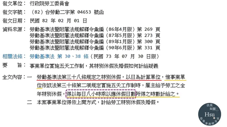 勞委會82.2.1 (82)台勞動二字第 04653 號函