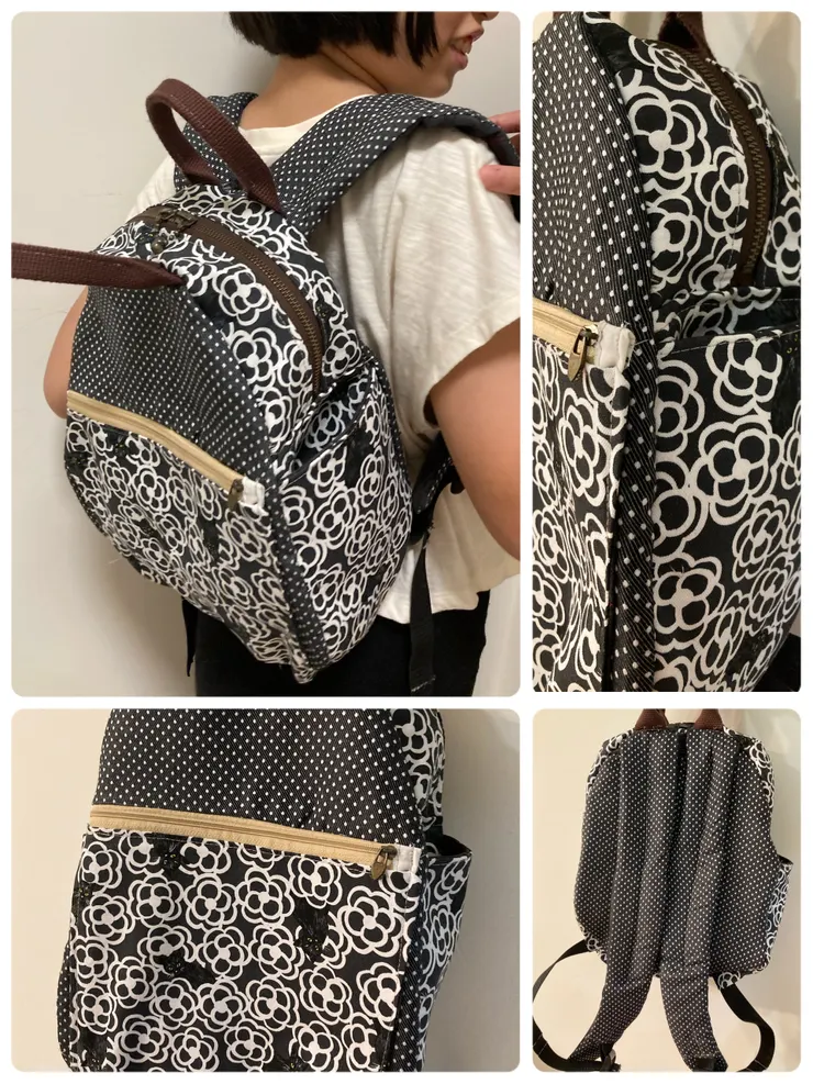 請姪女試背看看，發現後背包還蠻好看的耶！