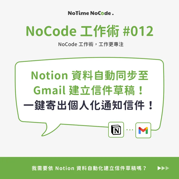 NoCode 工作術,一鍵寄出個人化通知信件貼文示意
