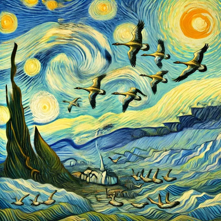 風山漸。梵谷風格，ChatGPT生成。