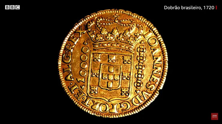 1720年的巴西大金幣，上面是葡萄牙王室的紋章