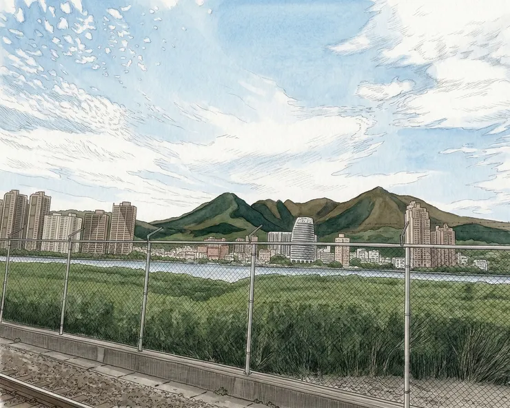 淡水捷運上風光