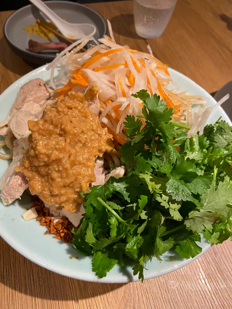 芫荽胡麻雞肉冷拌麵 加2倍菜 $73