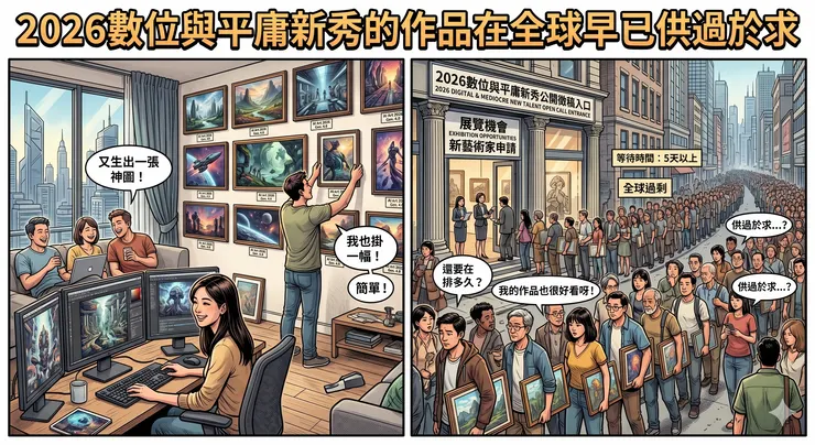 平庸的繪畫面對的巨大考驗是ai強勢來襲，未來五年內要在二級市場(拍賣場)嶄露頭角，絕對是難上加難，收藏硬貨才是正確的投資。