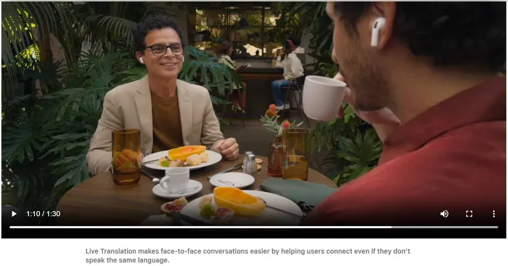 (圖片擷取自官網)戴上新款airpods pro3，即使雙方說的語言不同，耳機可以同步即時翻譯(酷~)