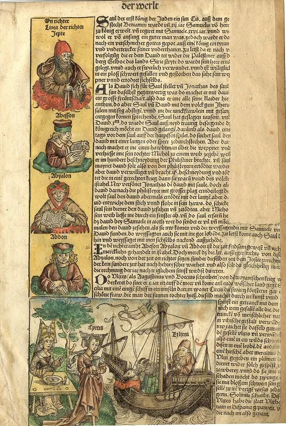 本頁以適當的圖片描述了「猶太人的第一位國王掃羅」、大衛、撒母耳、喬納森等人。