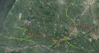 溪州糖廠鐵道路線圖(取自1920年代日治二萬五千分之一地形圖)