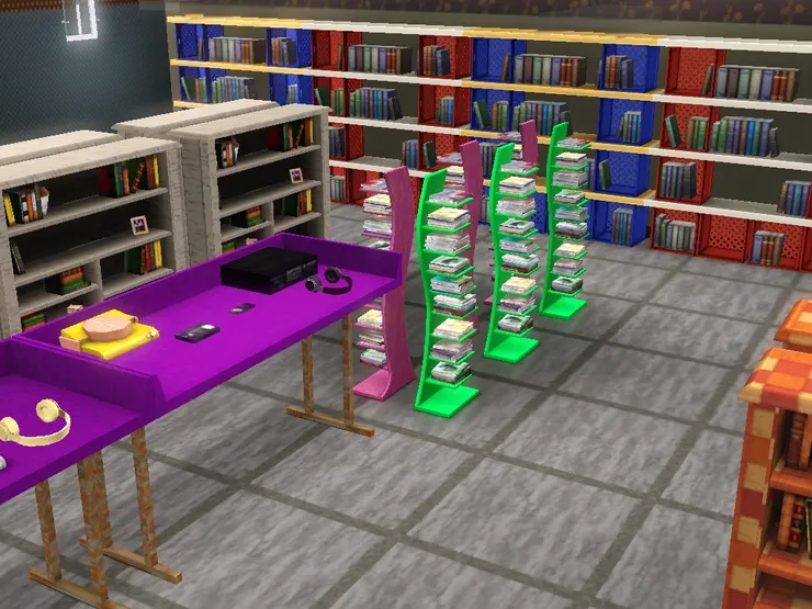 我很喜歡這些顏色鮮艷的CD架，很奪目。