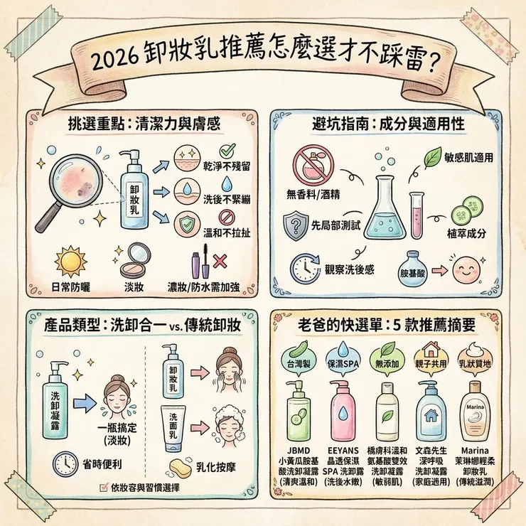 【卸妝乳推薦】2026 敏弱肌怎麼選？🧴Dcard、PTT 常見 5 款洗卸凝露與保濕卸妝乳比較
