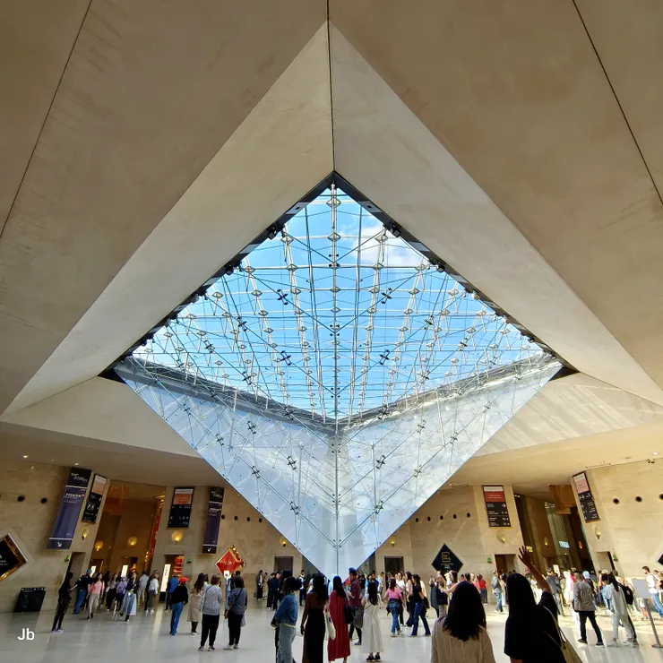 【收藏龐大時不我予且觀眾生百態 館前廳倒金字塔下徘徊頗不甘心】