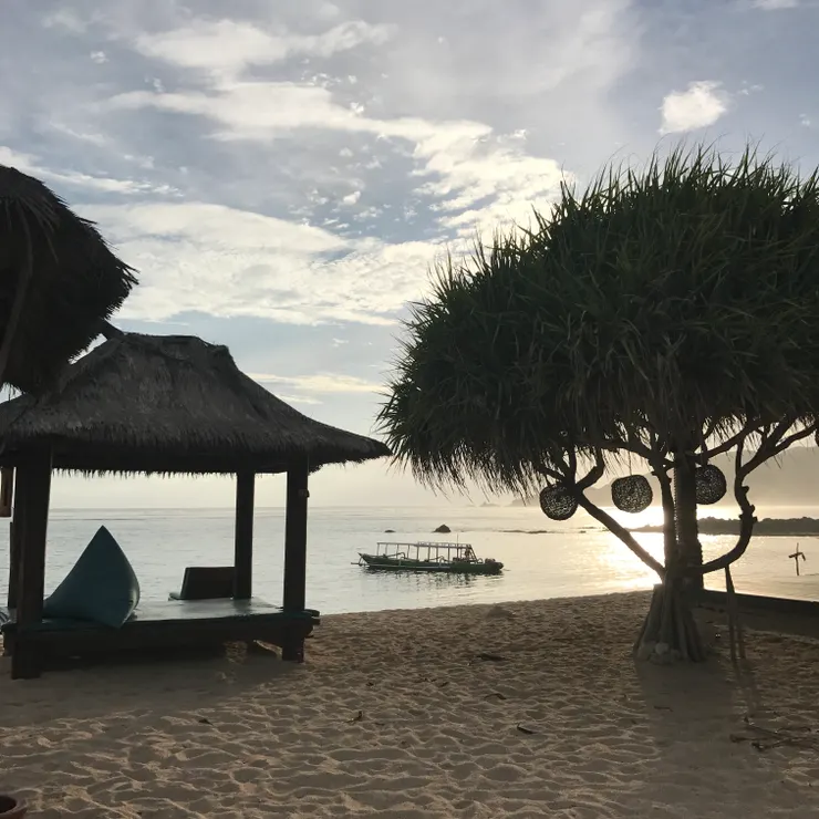 波光粼粼的金色夕陽