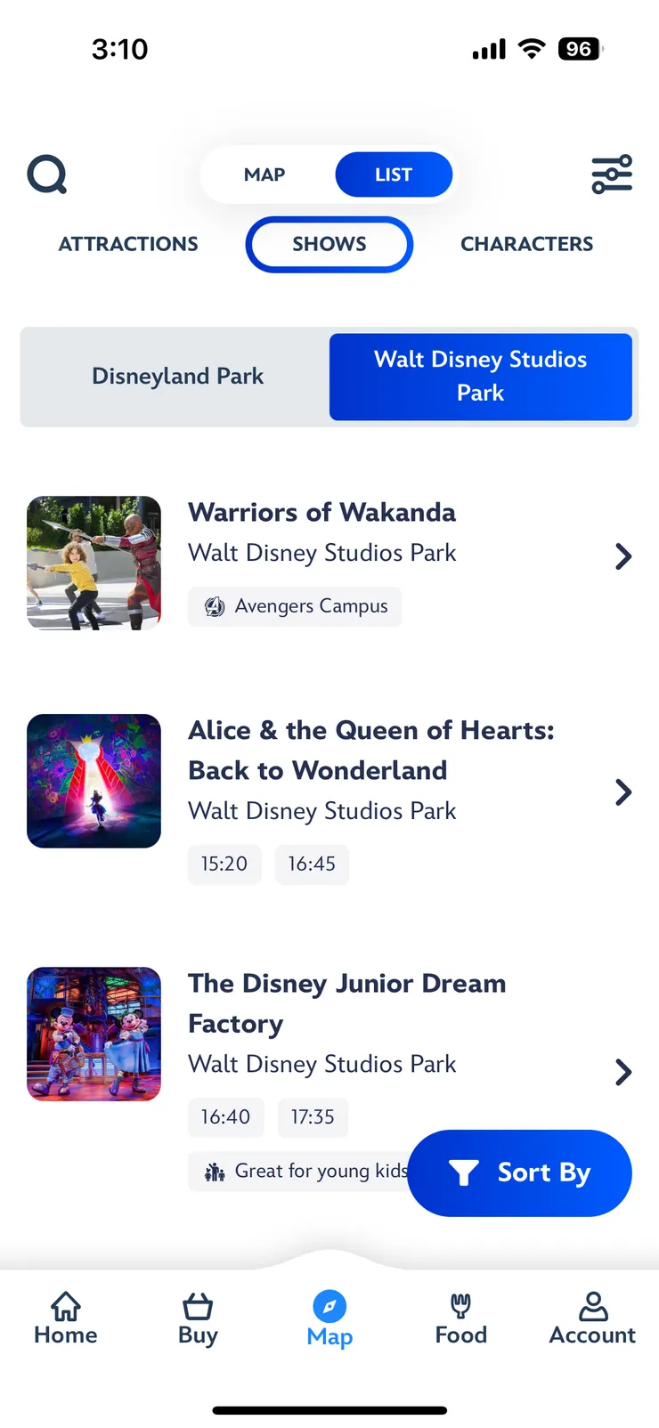 List的部分可以看到煙火和SHOW表演時間