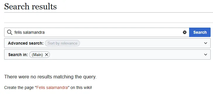 在 Wikispecies 輸入 felis salamandra 查詢，沒有相符資料