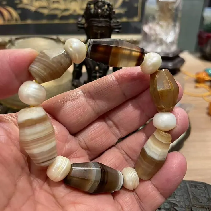 纏絲瑪瑙天珠配海洋珍珠