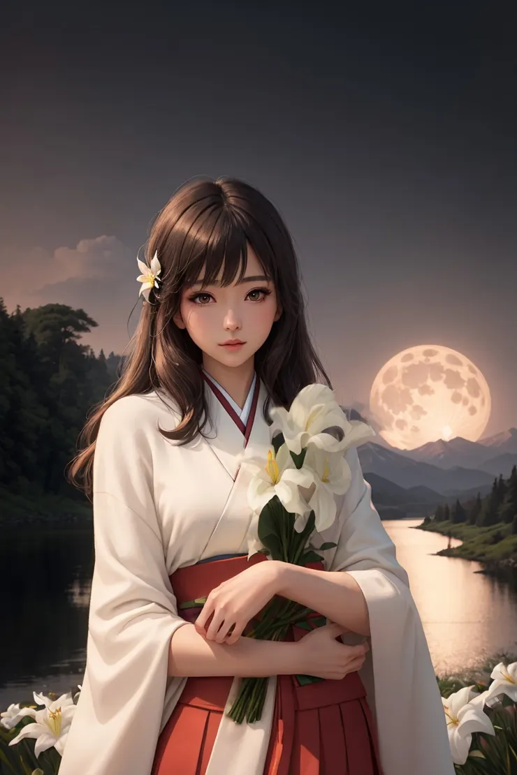 將百合花束重繪的半成品