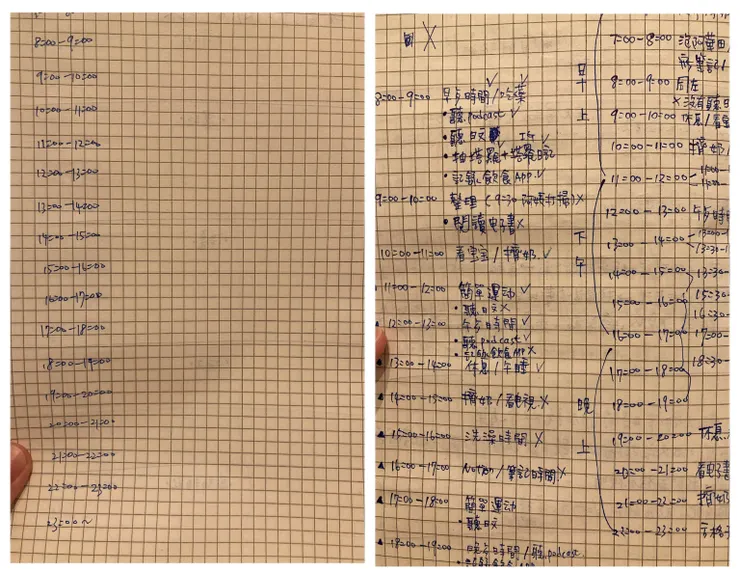 每天記錄自己的作息