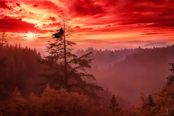 新晨橘紅暖陽正從東北方起伏的山脈地平線冉冉升起