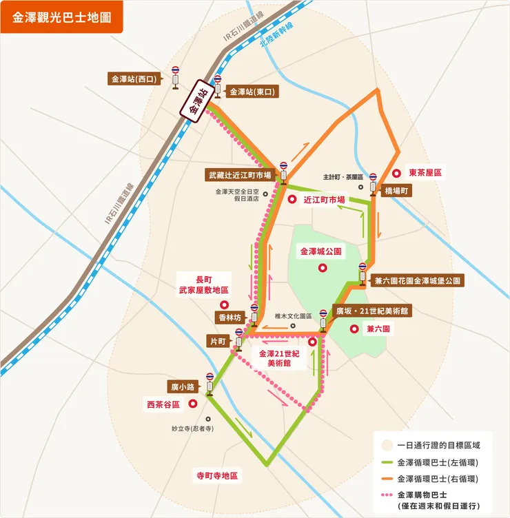 周遊巴士的簡略路線圖