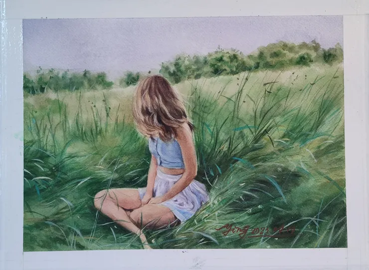 草地與人物的畫法