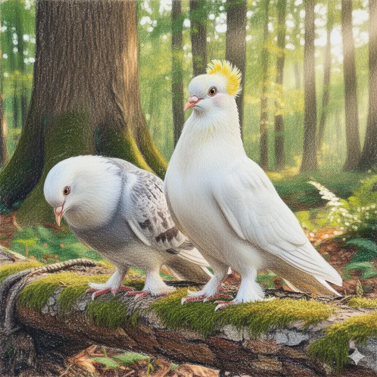兩隻鴿子。AI繪製。