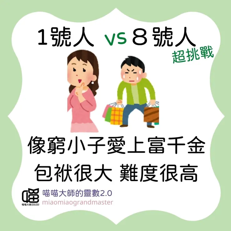 1號人 vs 8號人的靈數互動