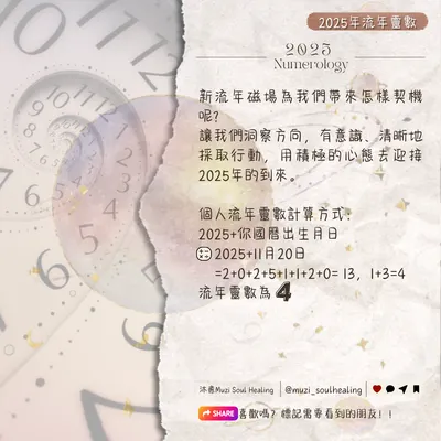 ｜九星靈數🪐2025個人流年靈數🐍❶~❹｜