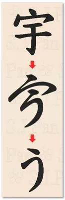 「う」的字源是「宇」。