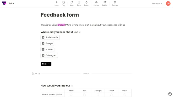 03 適用情境|② 顧客回饋表|編輯畫面