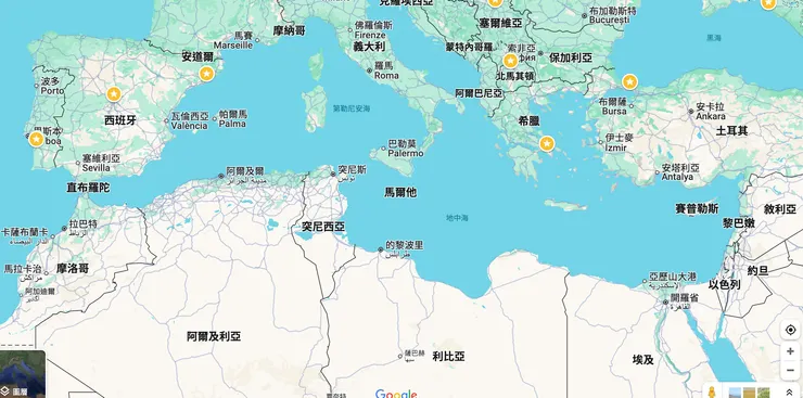 google地圖上的地中海
