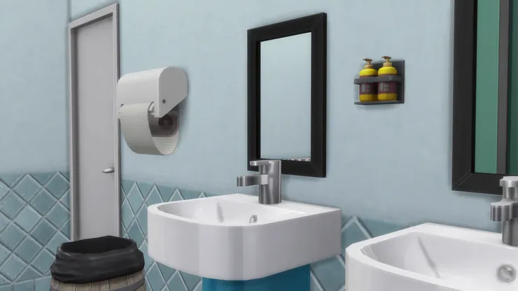 洗手盆的款式跟女廁的一樣，只是柱子的顏色不同。