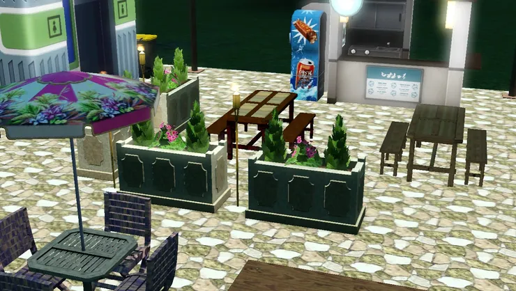 大型花槽造成了間隔,也讓環境美觀些。