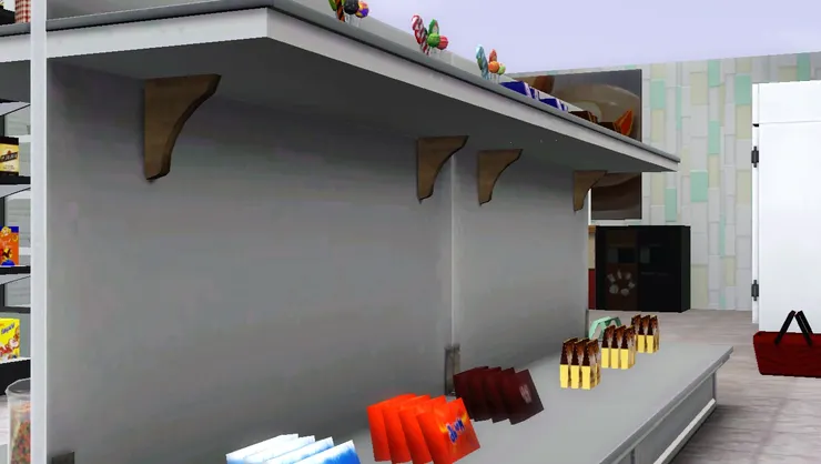 右邊的貨架底部。