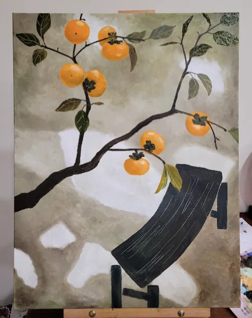 看,柿子和葉子都長好啦!