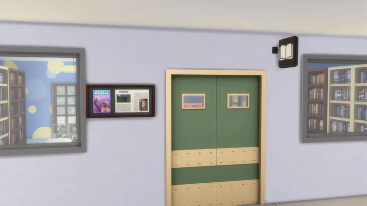 很多學校都會用灰色的門，但我不喜歡，所以用了綠色。