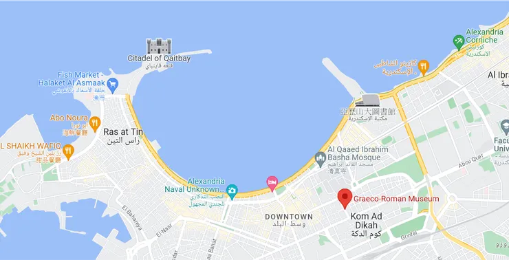 希臘羅馬博物館位於奎貝堡及亞歷山大圖書館之間