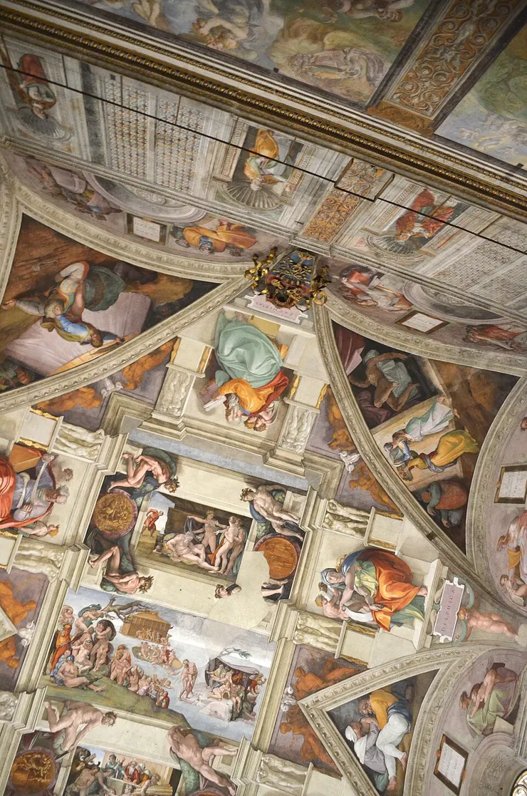 The west end of the Sistine Chapel ceiling