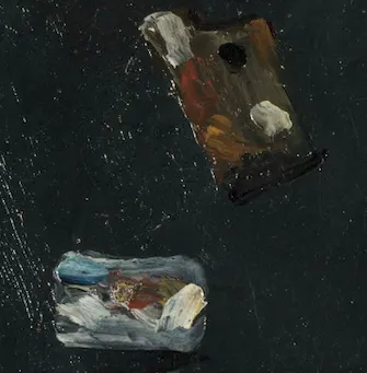 展示於牆上的調色盤與速寫