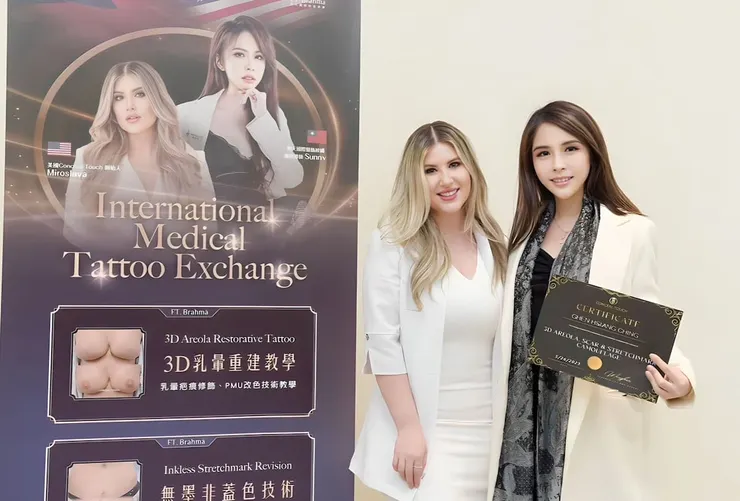 圖說：美國Conceal Touch創始人Miroslava 及梵天美學紋繡老師Sunny。
