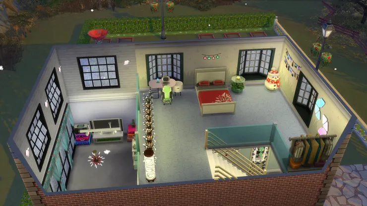 這張便很清楚看到閣樓只得半層，客廳樓底很高，所以即使面積不大也不會覺得侷促。